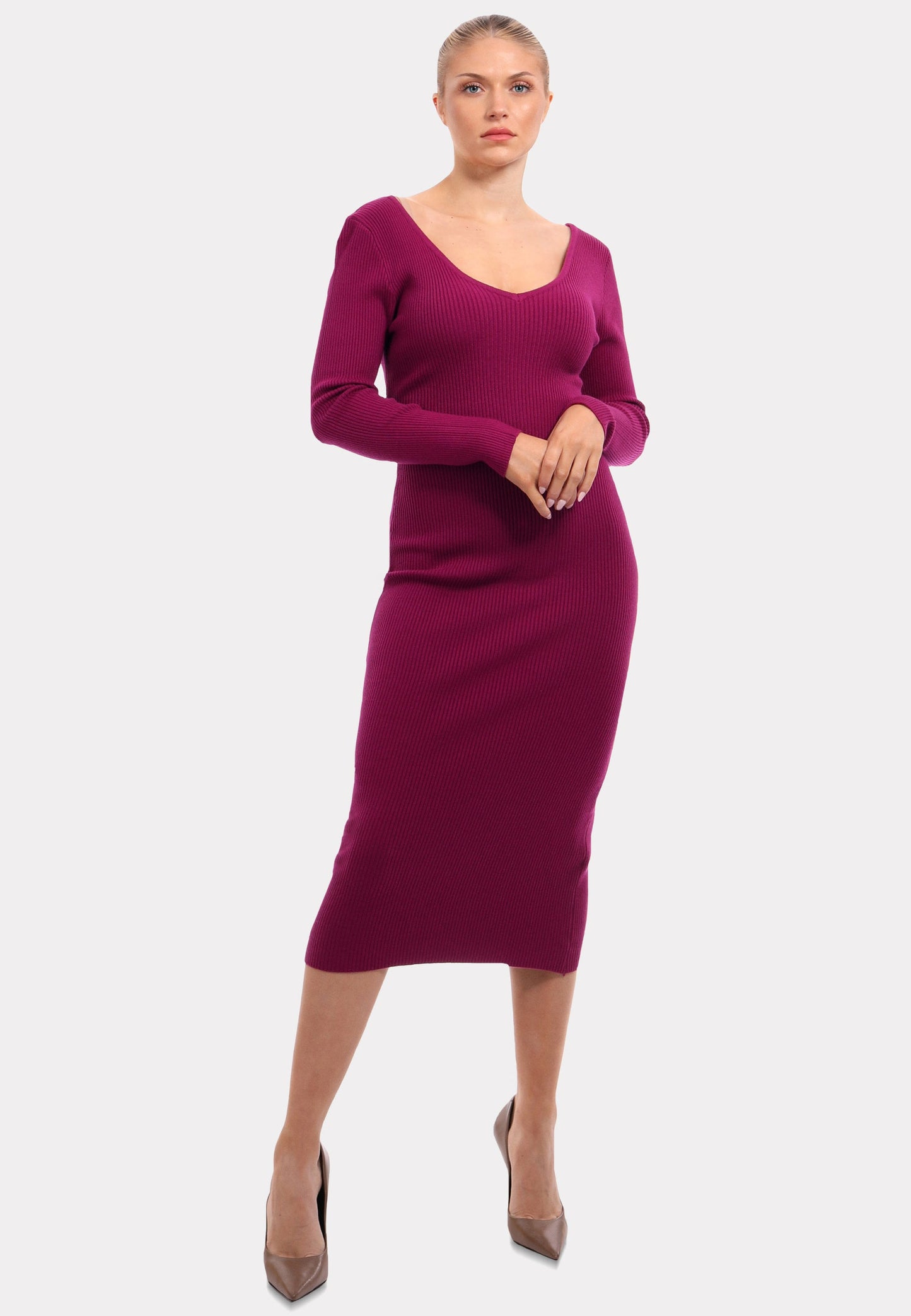Strickkleid mit V-Ausschnitt KNIT DRESS