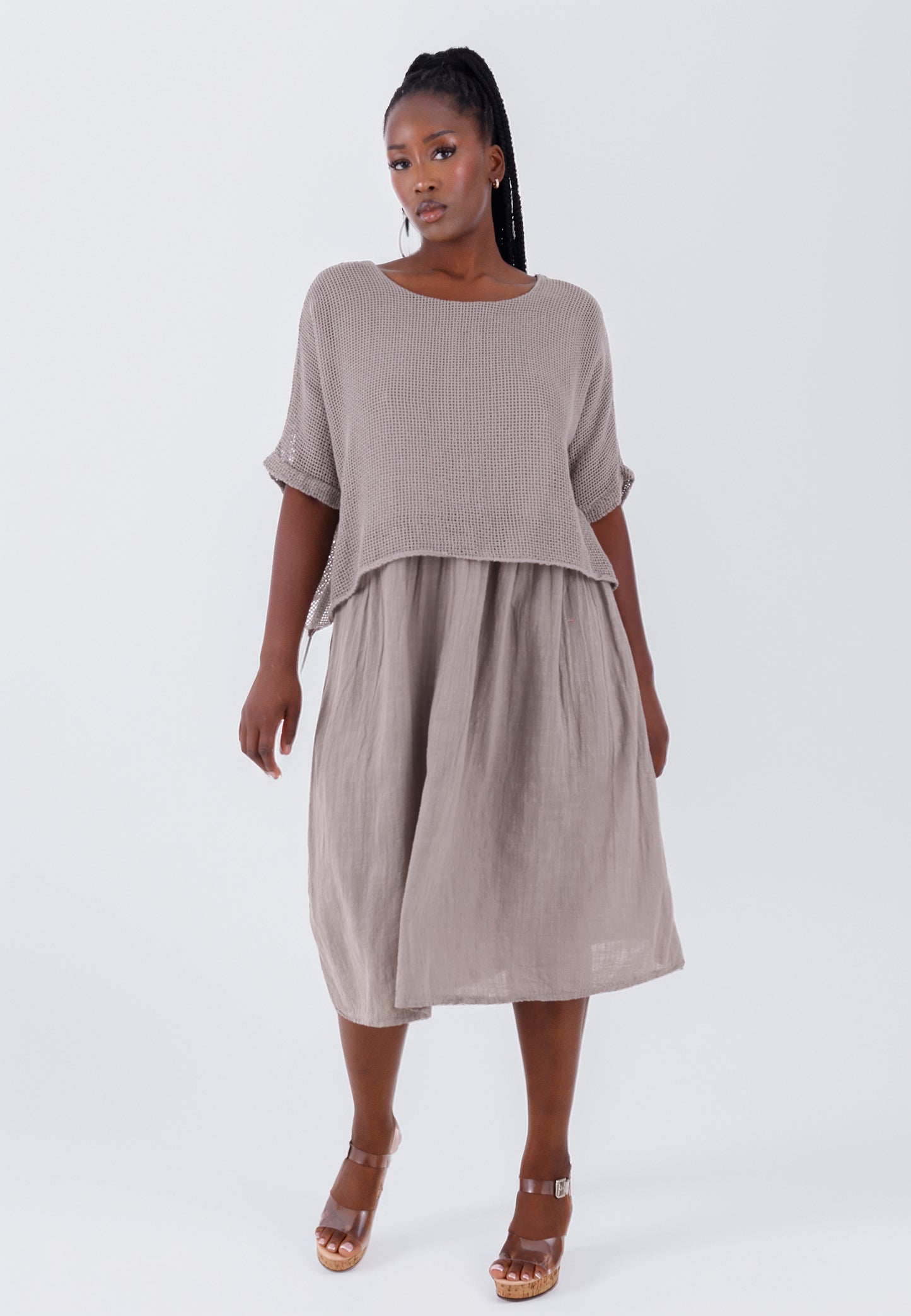 Baumwoll-Kleid im modernen Lagenlook – bequem & stilvoll