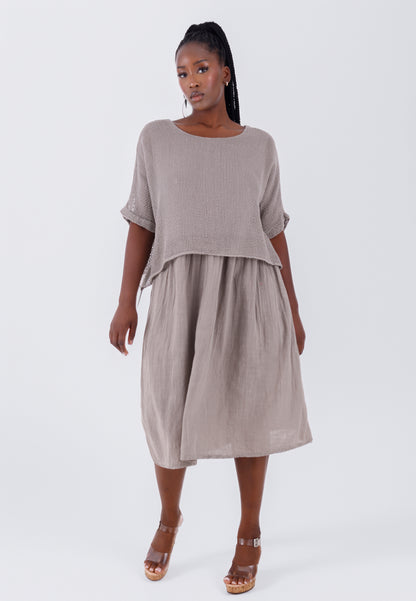 Baumwoll-Kleid im modernen Lagenlook – bequem & stilvoll