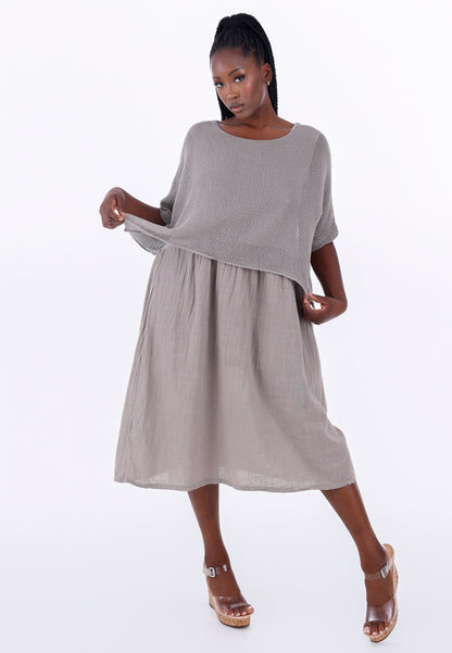Baumwoll-Kleid im modernen Lagenlook – bequem & stilvoll