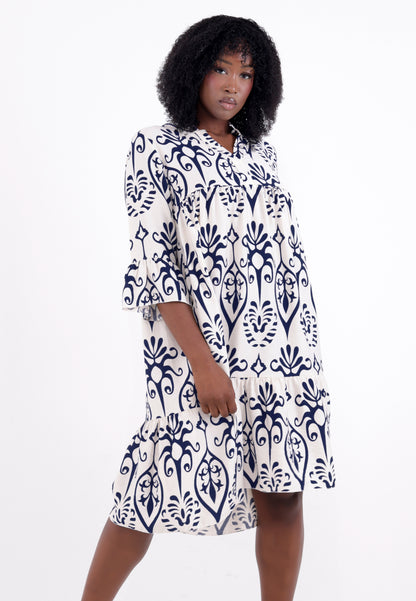 mit Ethno-Print und Volantärmeln – One Size