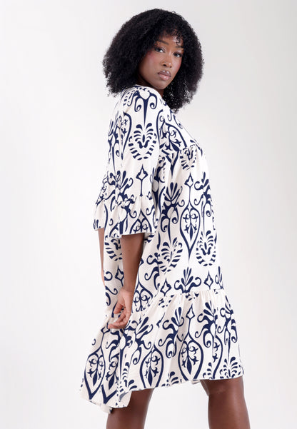 mit Ethno-Print und Volantärmeln – One Size