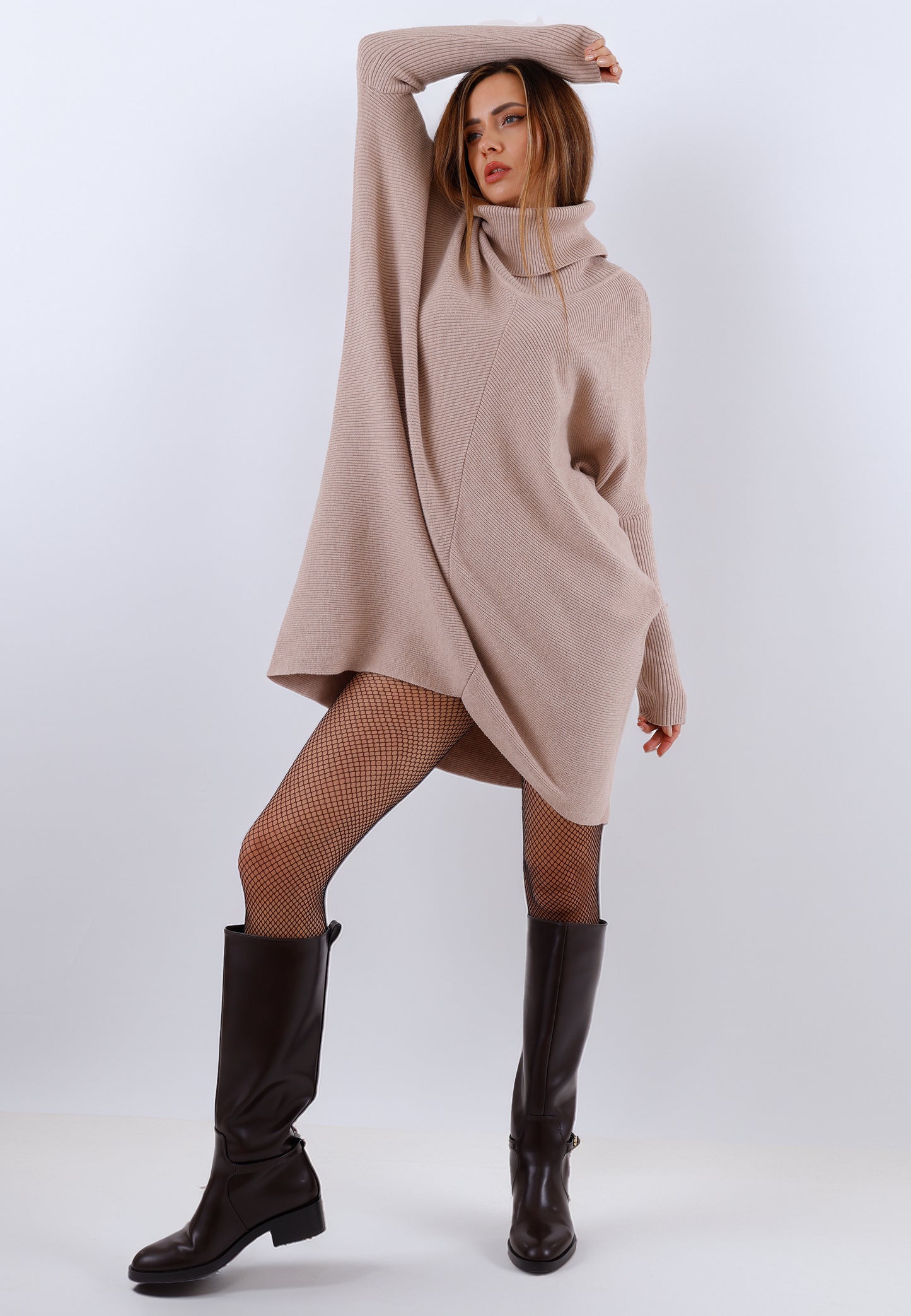 Longpullover „Made in Italy – Oversize-Strickpullover mit Rollkragen“