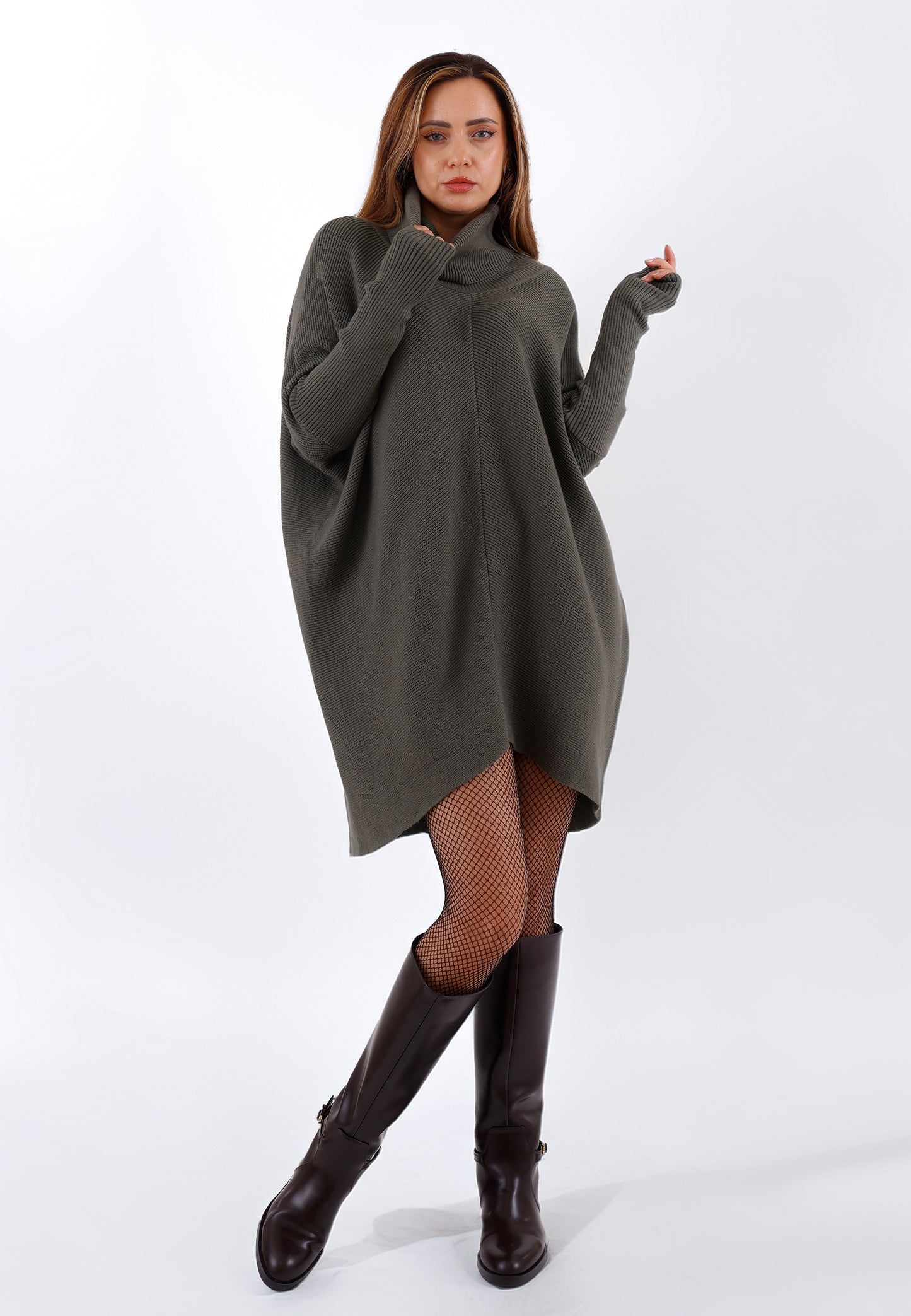 Longpullover „Made in Italy – Oversize-Strickpullover mit Rollkragen“