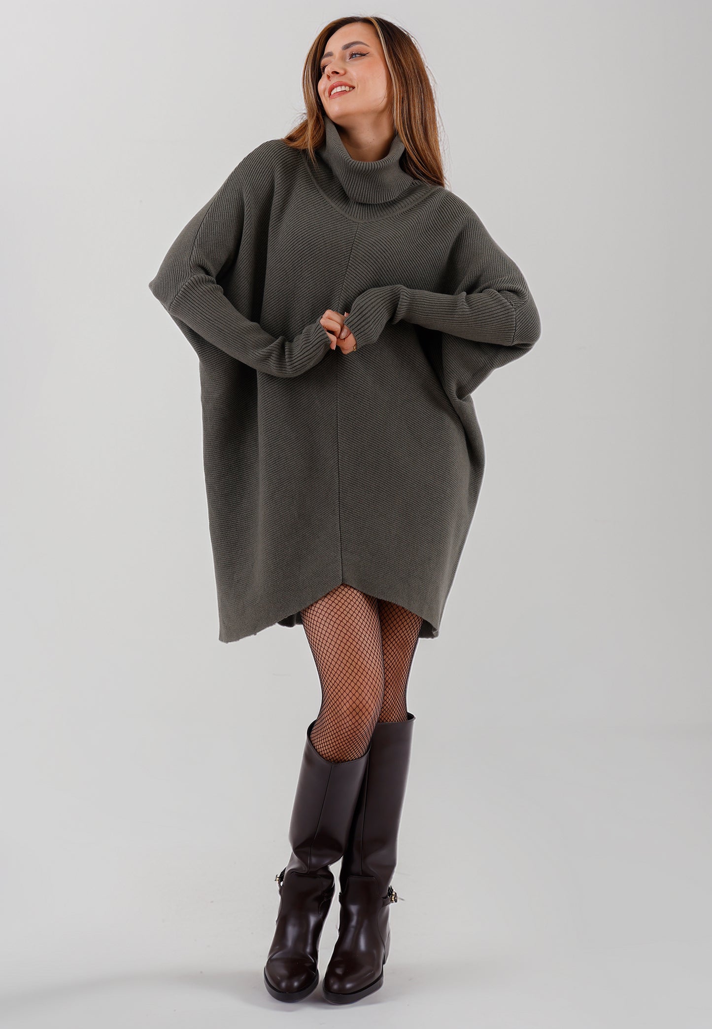 Longpullover „Made in Italy – Oversize-Strickpullover mit Rollkragen“