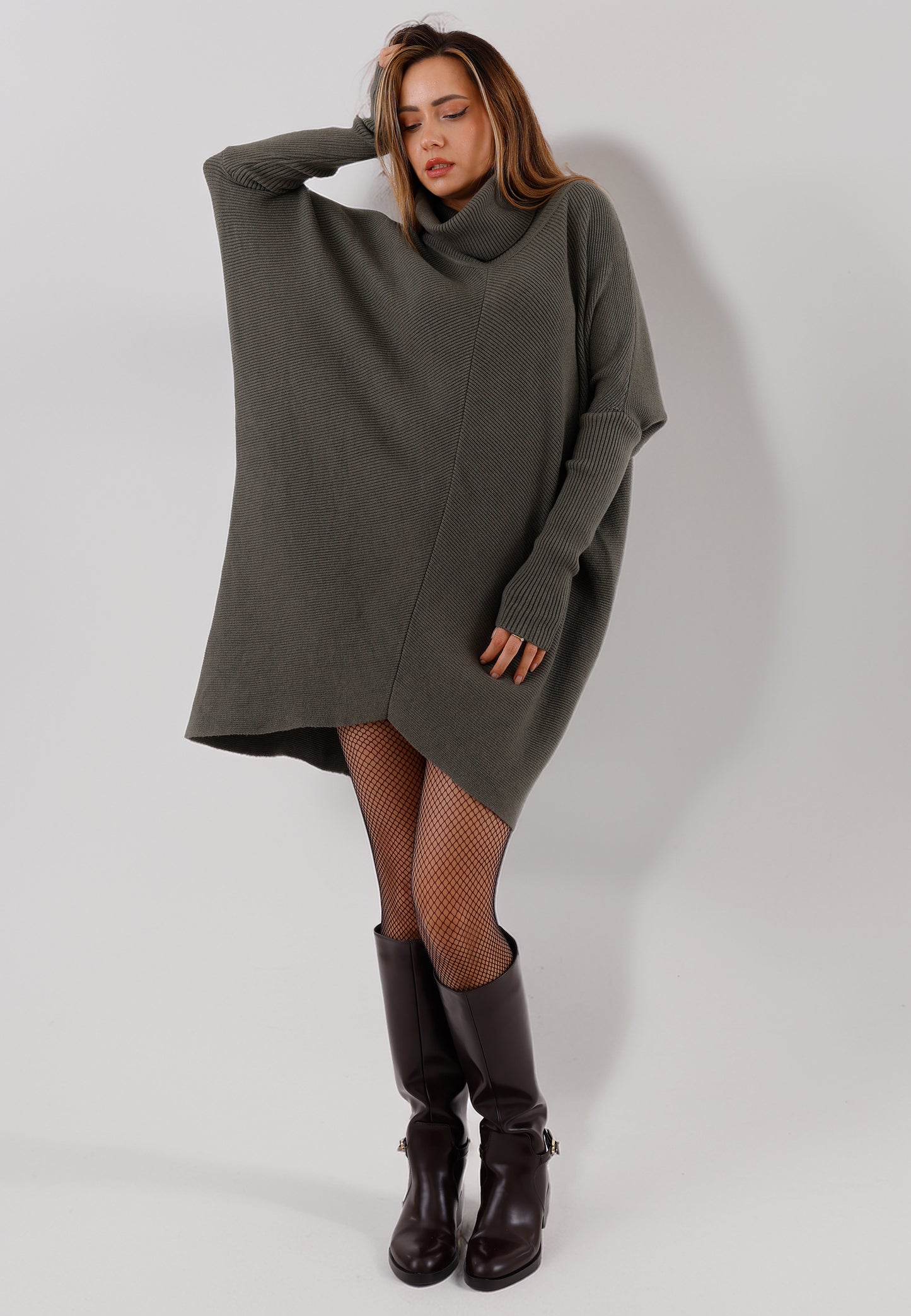 Longpullover „Made in Italy – Oversize-Strickpullover mit Rollkragen“