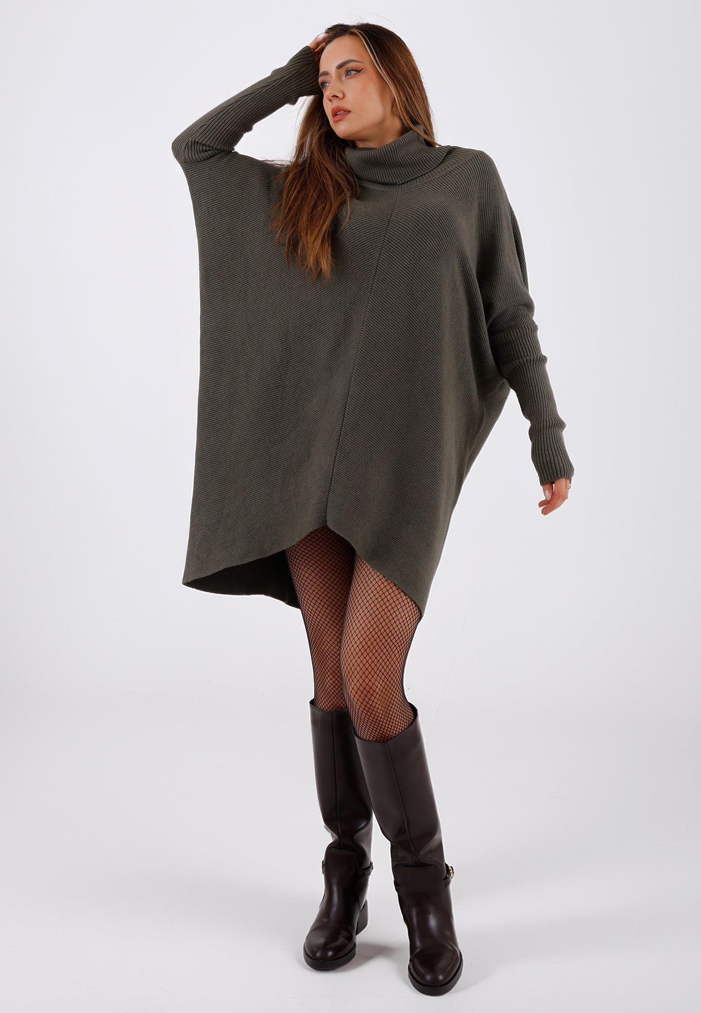 Longpullover „Made in Italy – Oversize-Strickpullover mit Rollkragen“