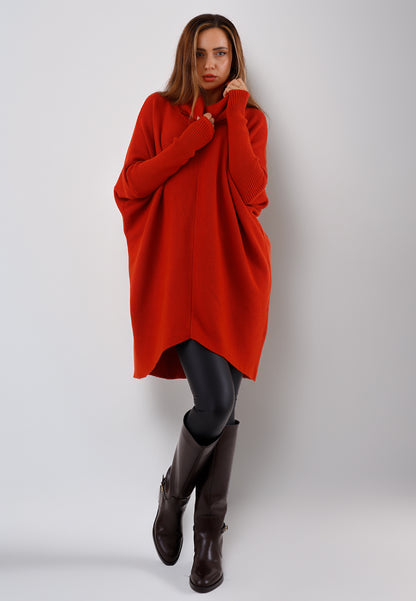 Longpullover „Made in Italy – Oversize-Strickpullover mit Rollkragen“