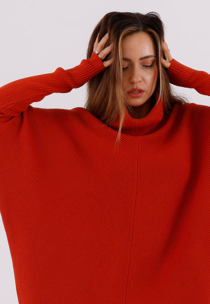 Longpullover „Made in Italy – Oversize-Strickpullover mit Rollkragen“