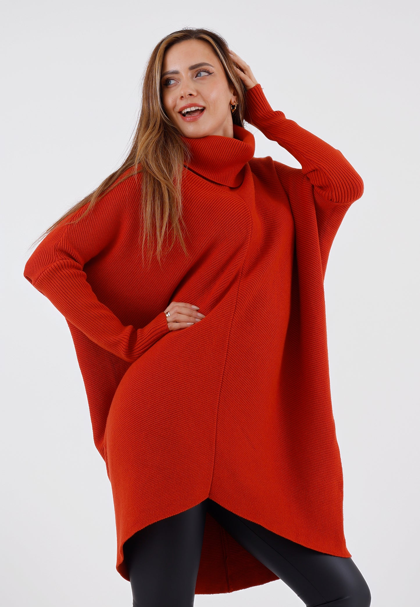 Longpullover „Made in Italy – Oversize-Strickpullover mit Rollkragen“