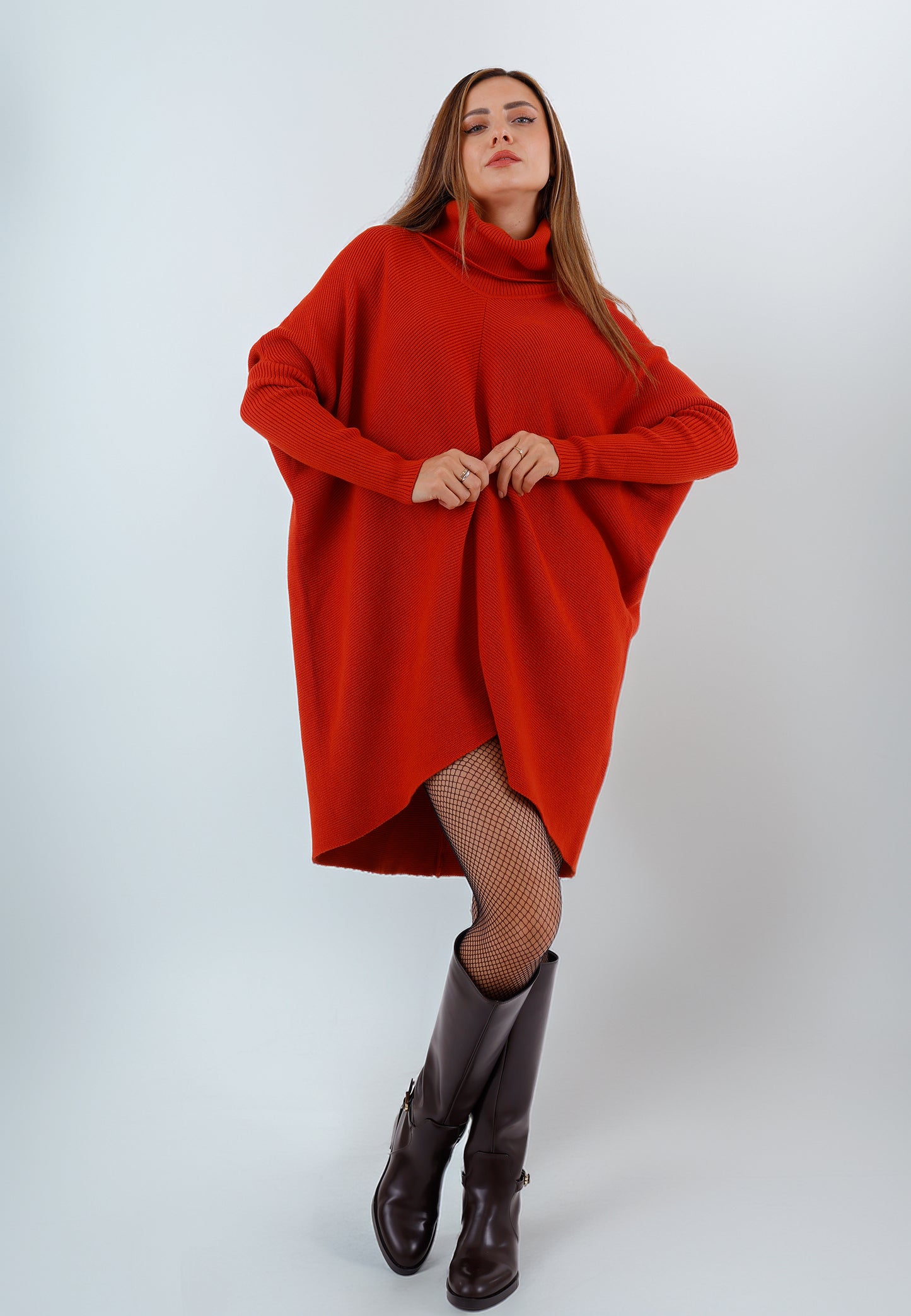 Longpullover „Made in Italy – Oversize-Strickpullover mit Rollkragen“