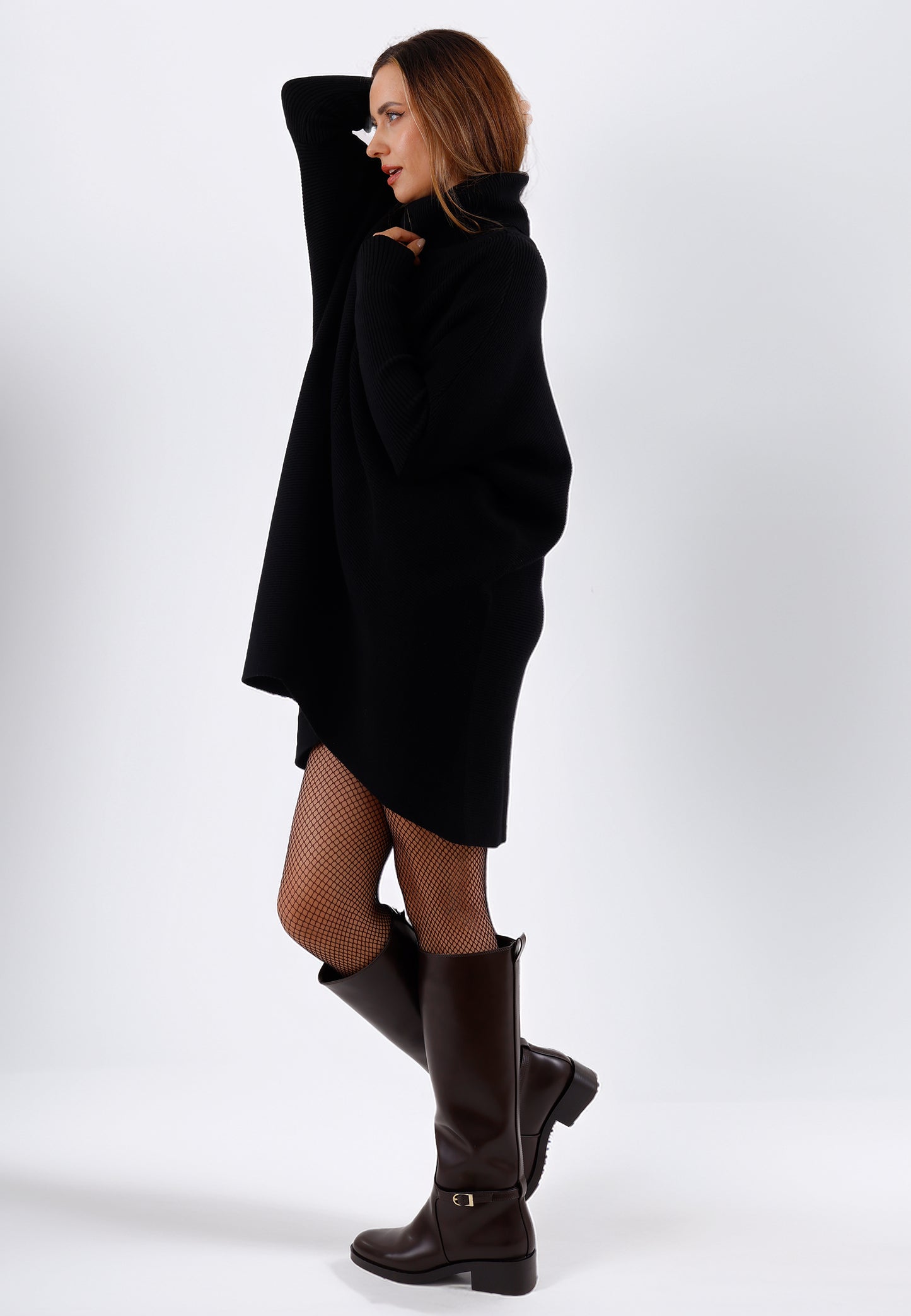 Longpullover „Made in Italy – Oversize-Strickpullover mit Rollkragen“