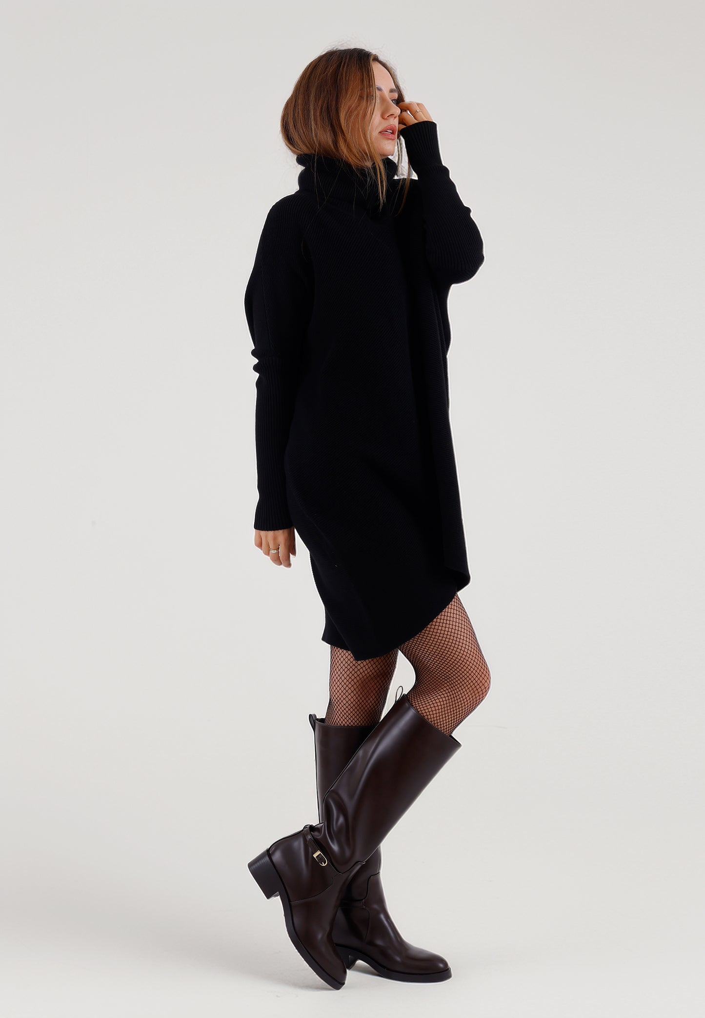 Longpullover „Made in Italy – Oversize-Strickpullover mit Rollkragen“