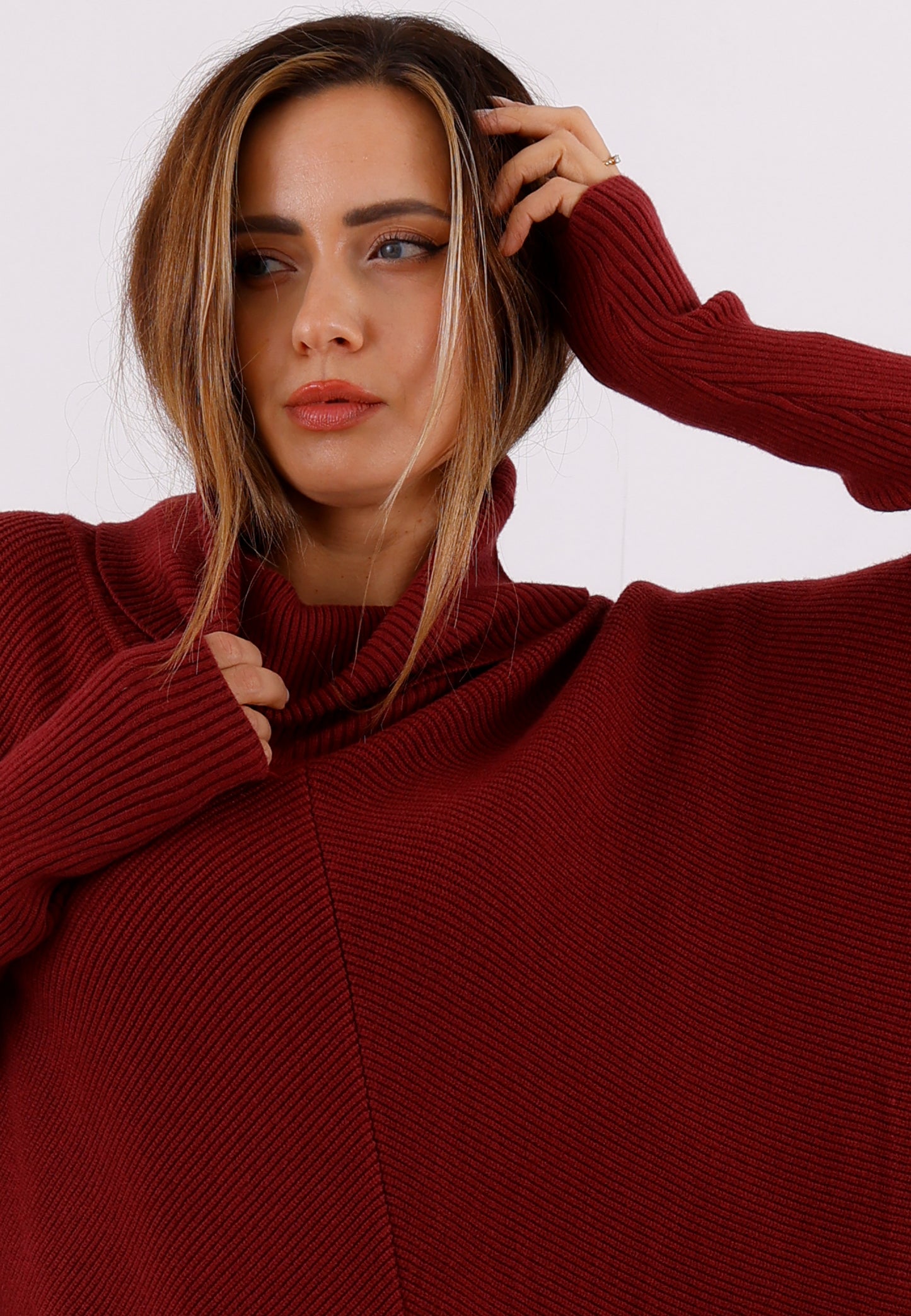 Longpullover „Made in Italy – Oversize-Strickpullover mit Rollkragen“