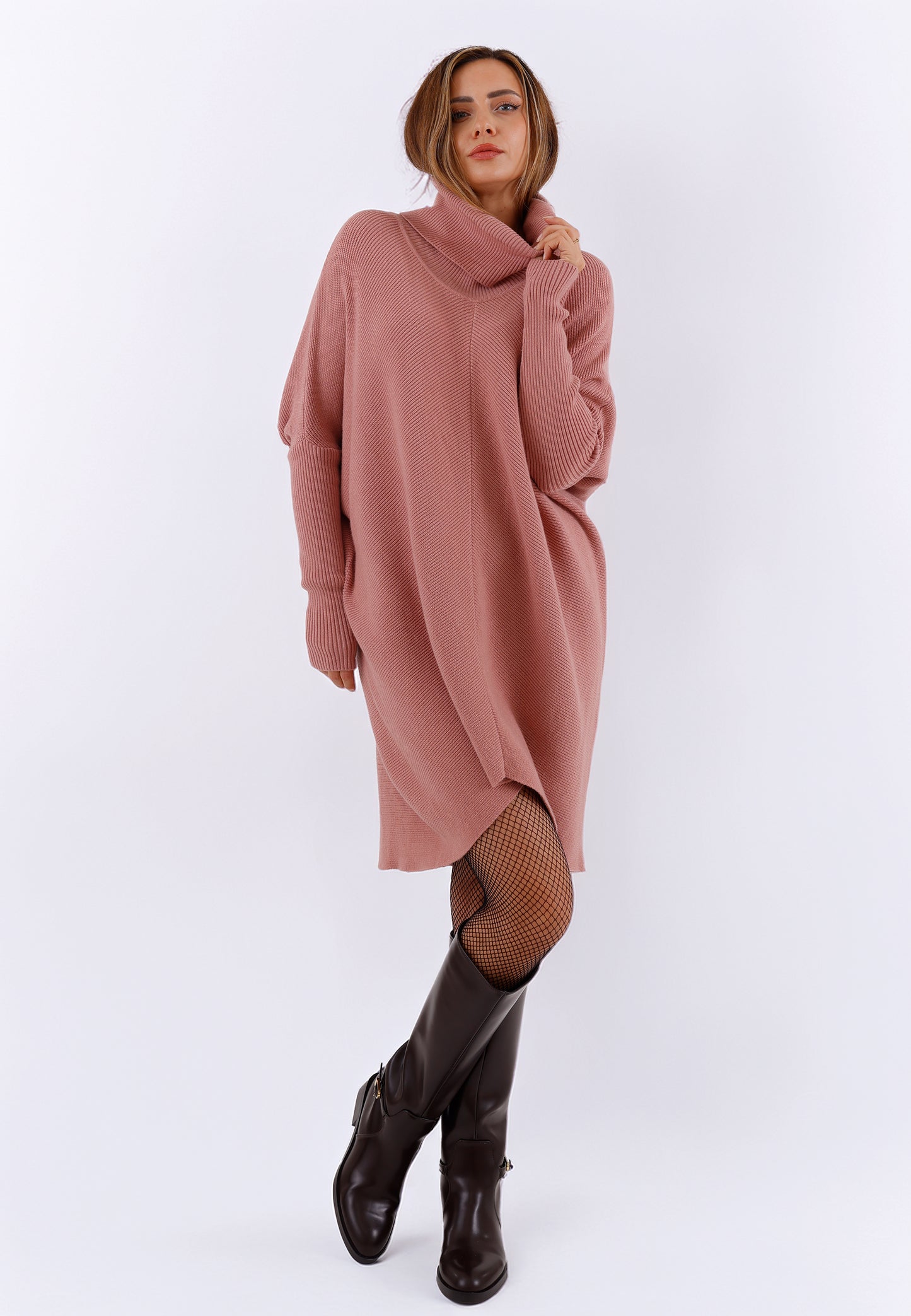 Longpullover „Made in Italy – Oversize-Strickpullover mit Rollkragen“