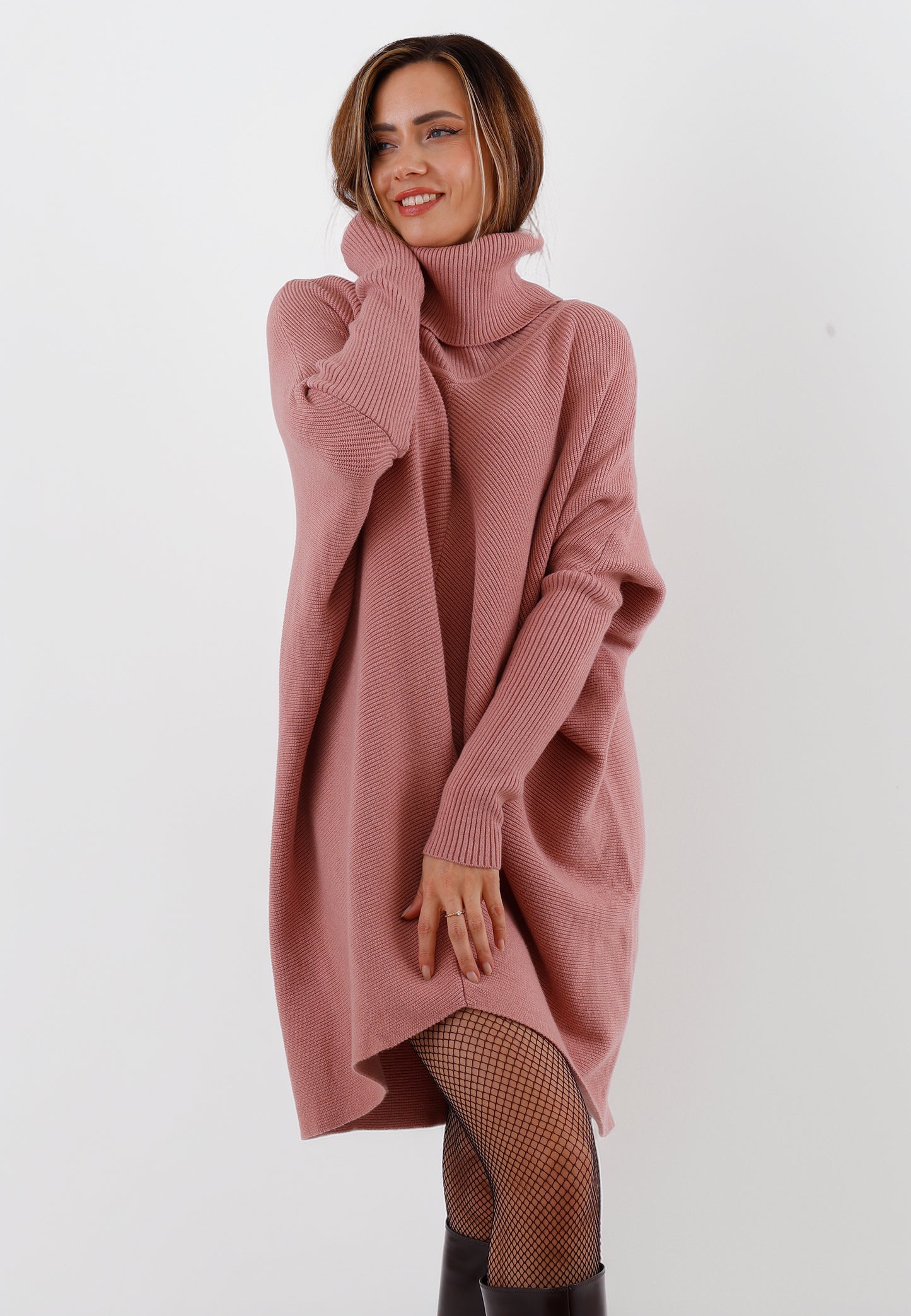 Longpullover „Made in Italy – Oversize-Strickpullover mit Rollkragen“