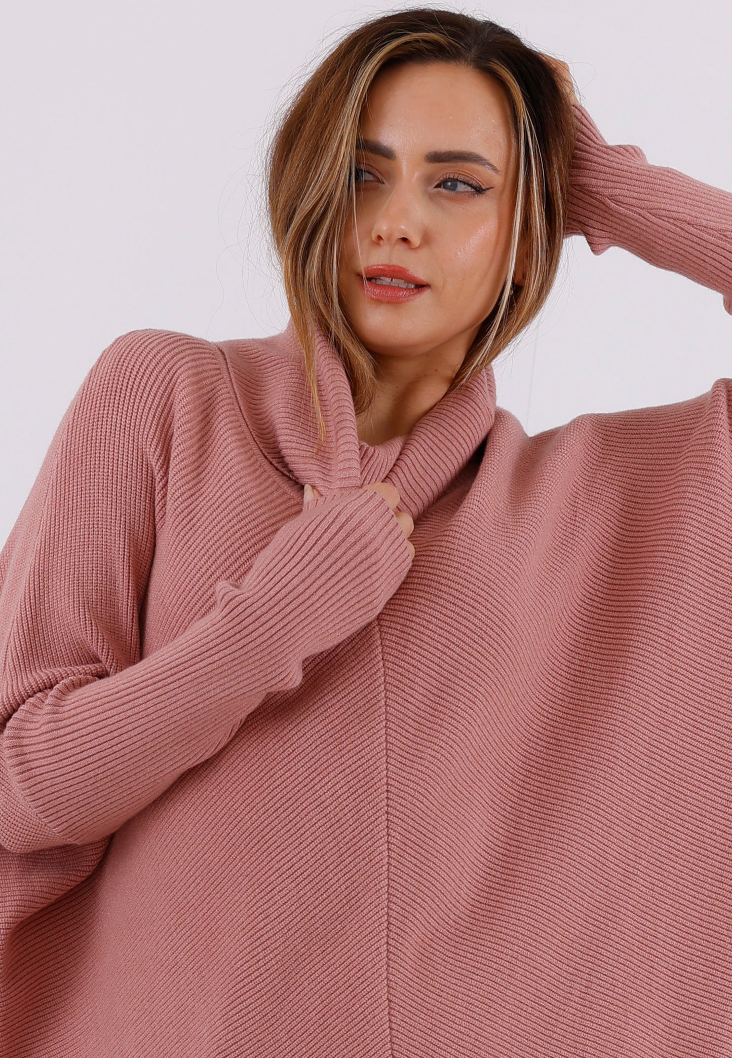 Longpullover „Made in Italy – Oversize-Strickpullover mit Rollkragen“