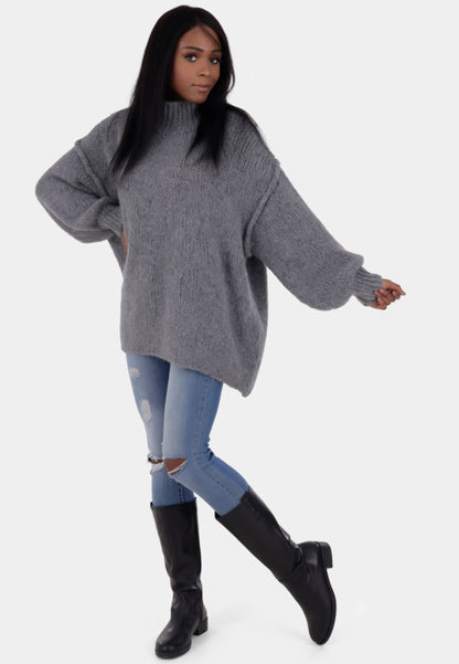 Oversized Strickpullover mit Stehkragen