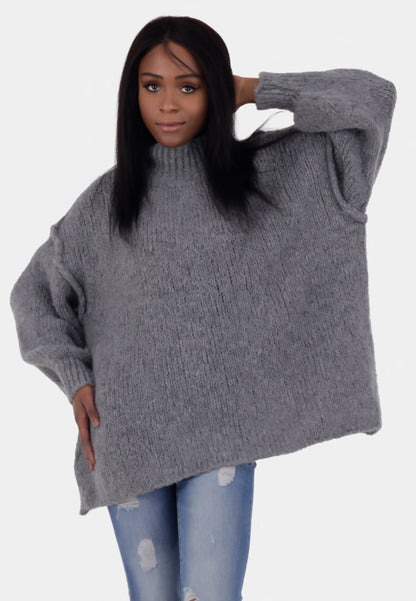 Oversized Strickpullover mit Stehkragen