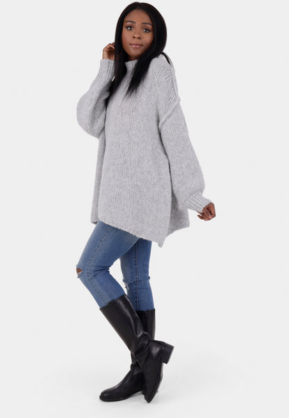 Oversized Strickpullover mit Stehkragen