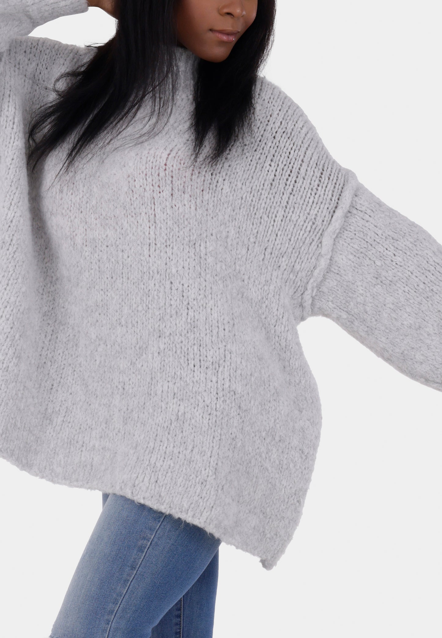 Oversized Strickpullover mit Stehkragen