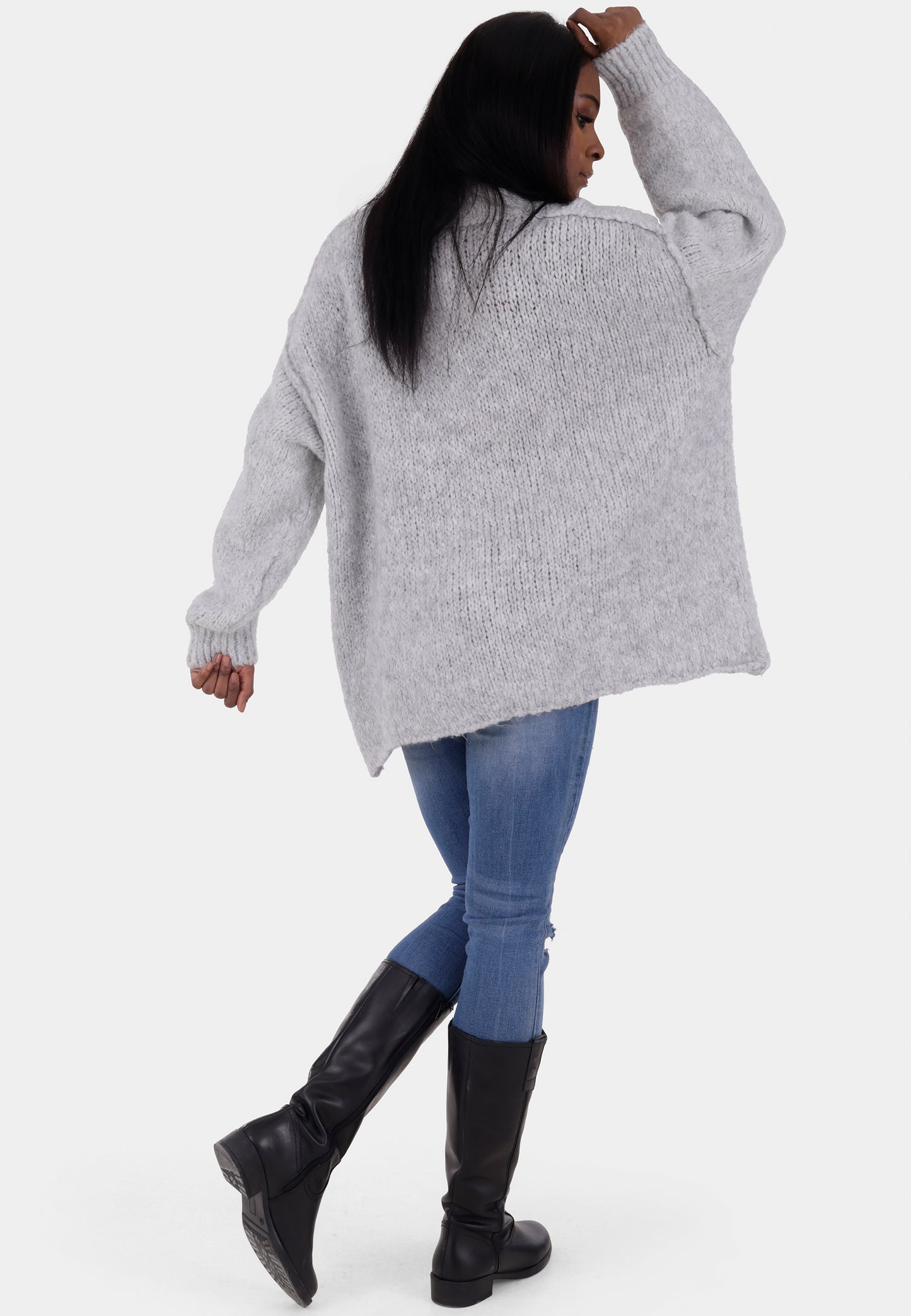 Oversized Strickpullover mit Stehkragen