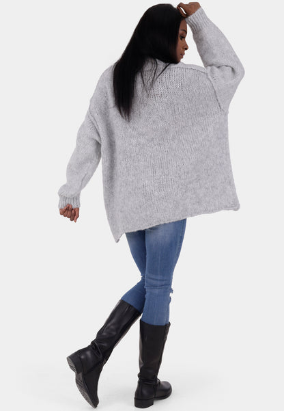 Oversized Strickpullover mit Stehkragen