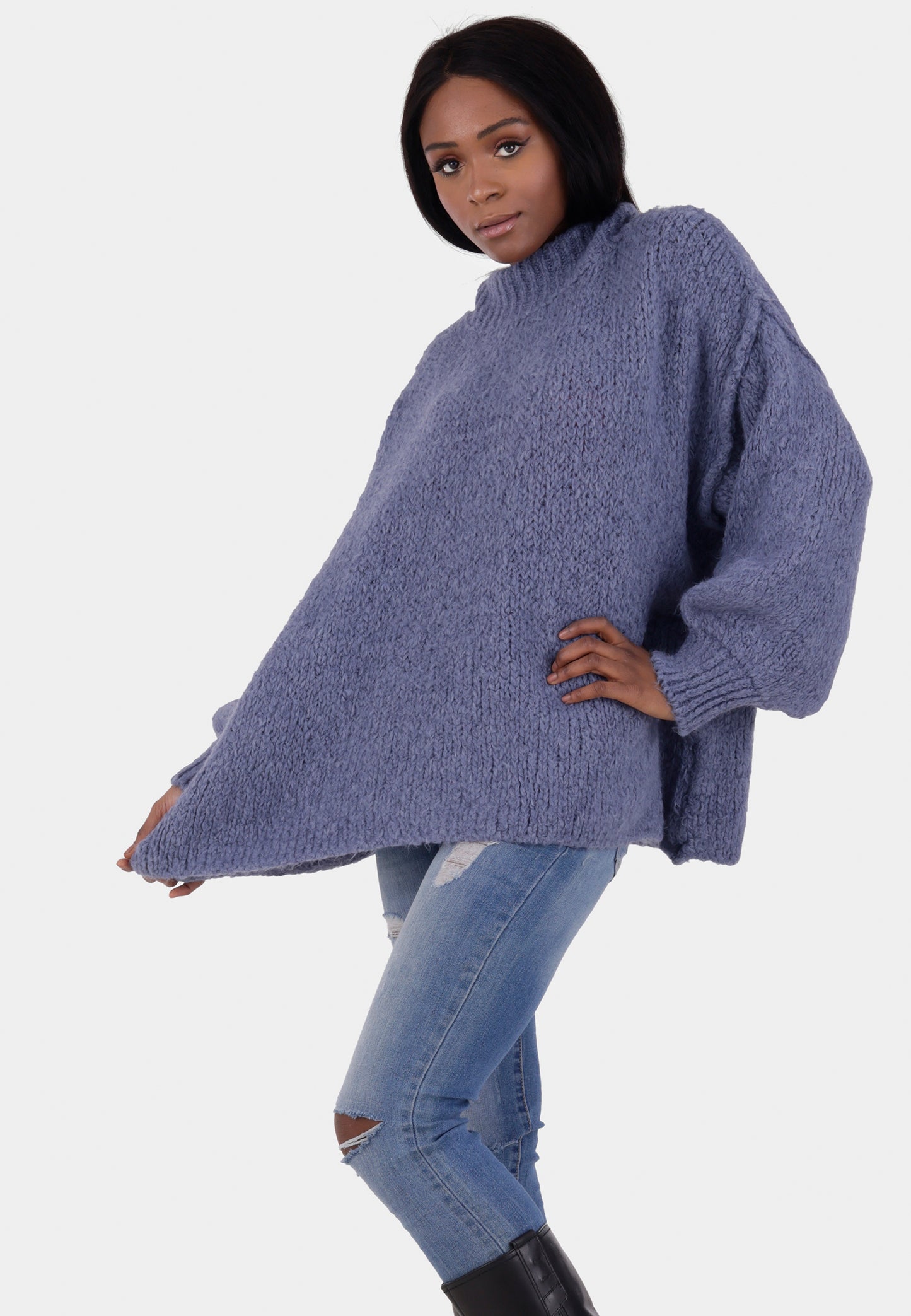 Oversized Strickpullover mit Stehkragen