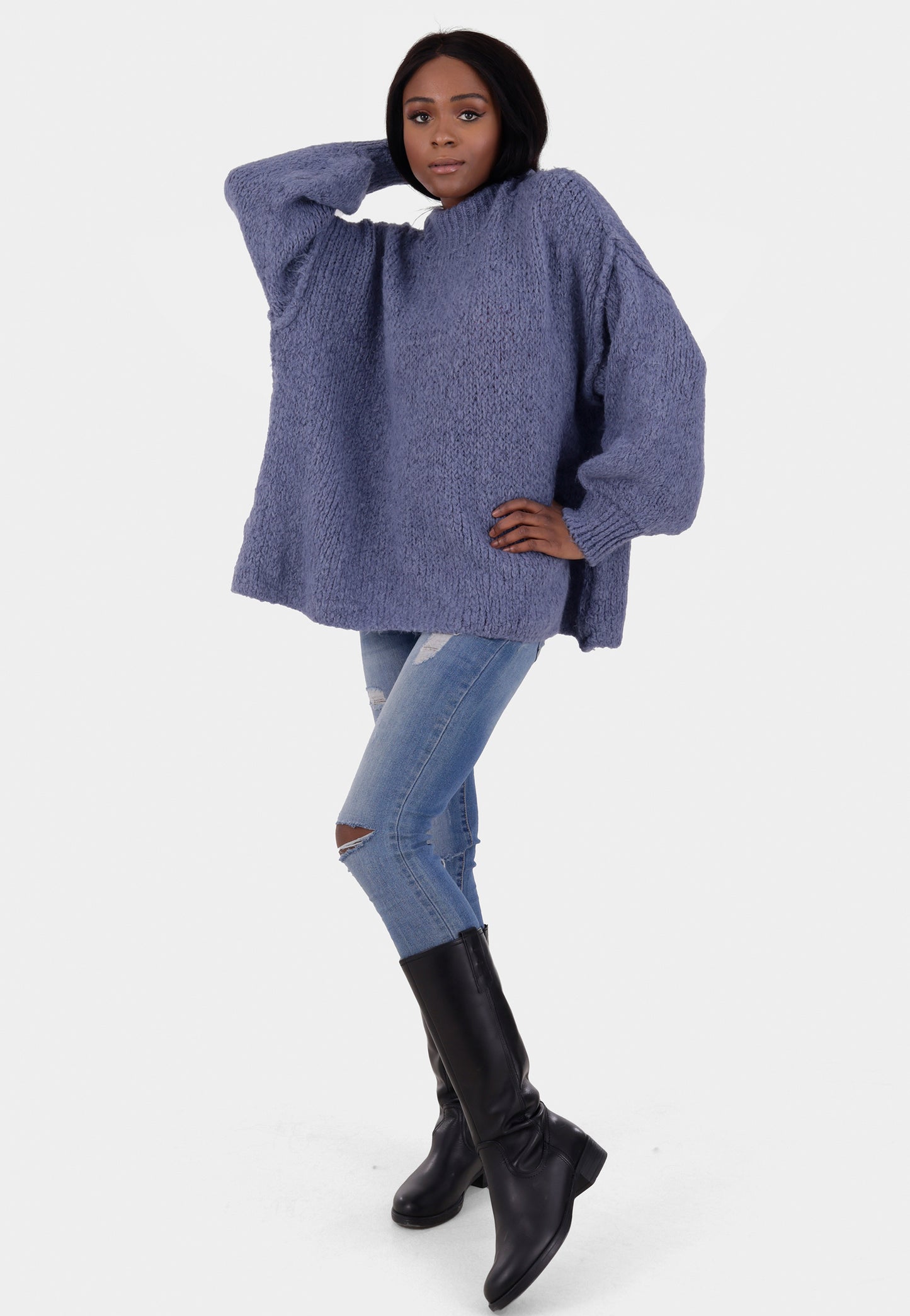 Oversized Strickpullover mit Stehkragen