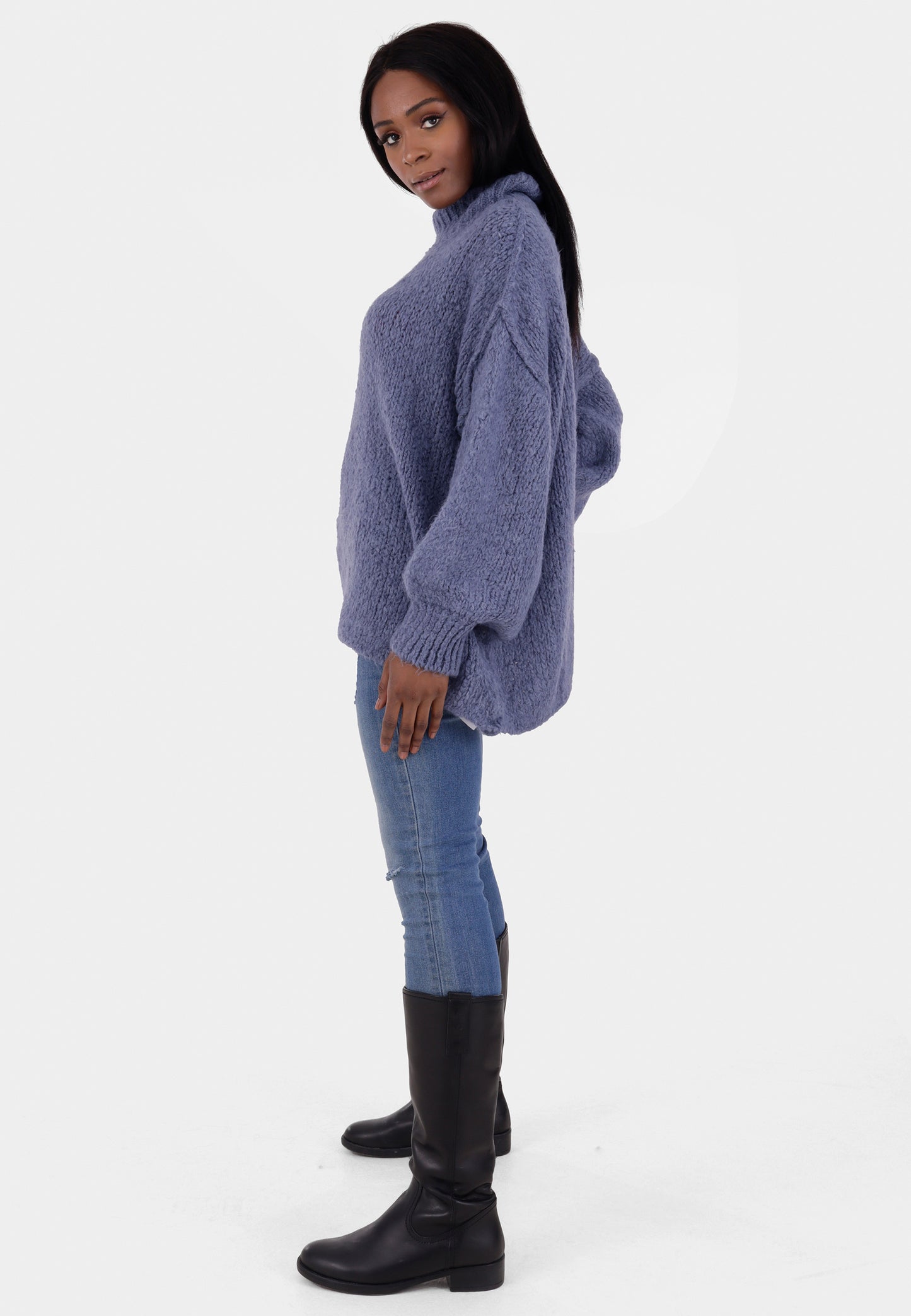 Oversized Strickpullover mit Stehkragen