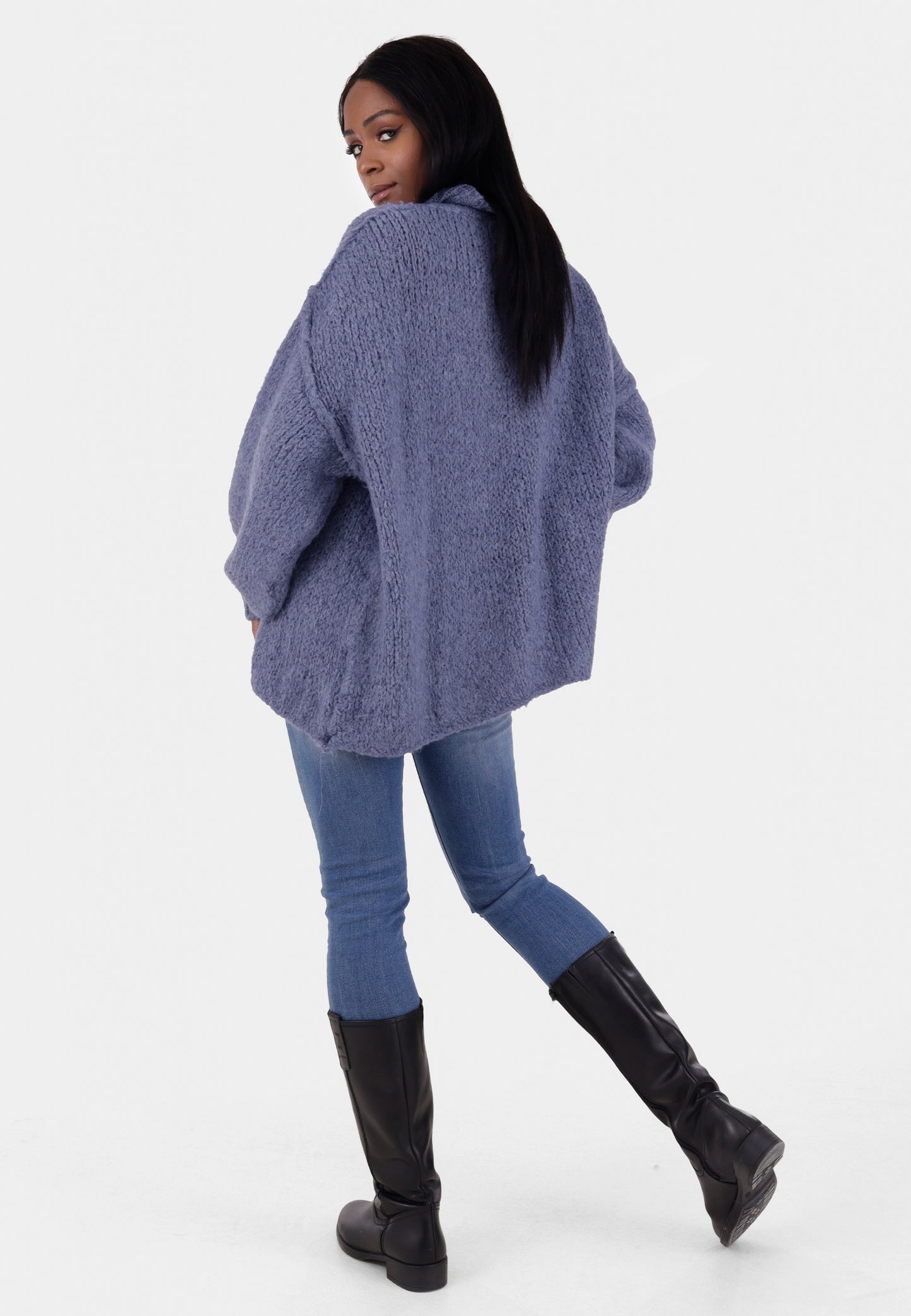 Oversized Strickpullover mit Stehkragen