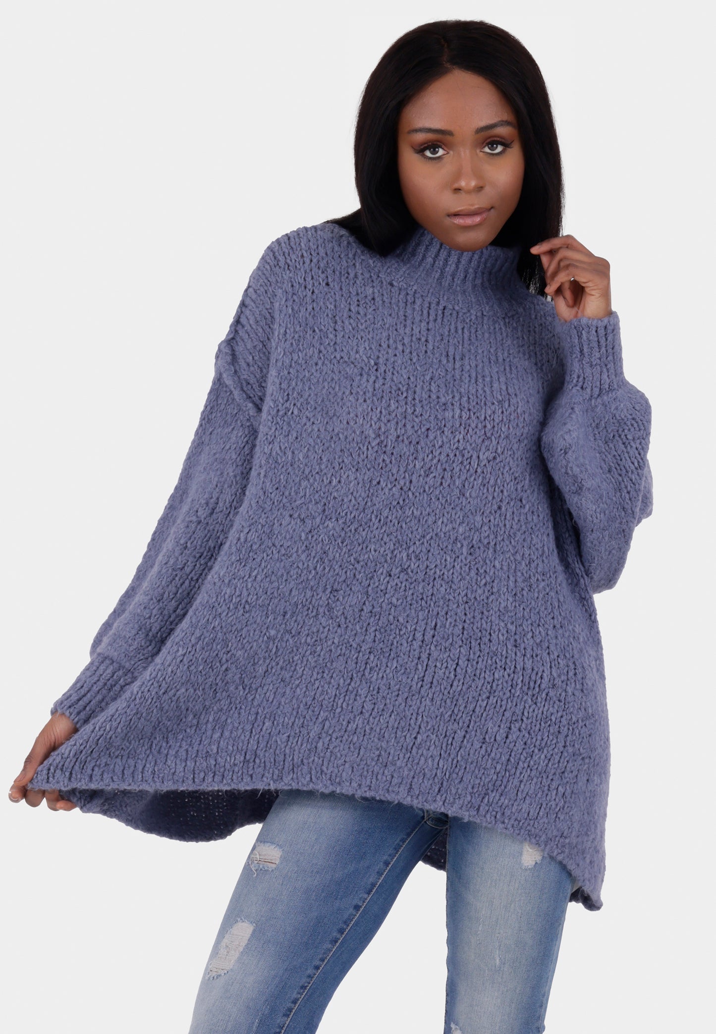 Oversized Strickpullover mit Stehkragen