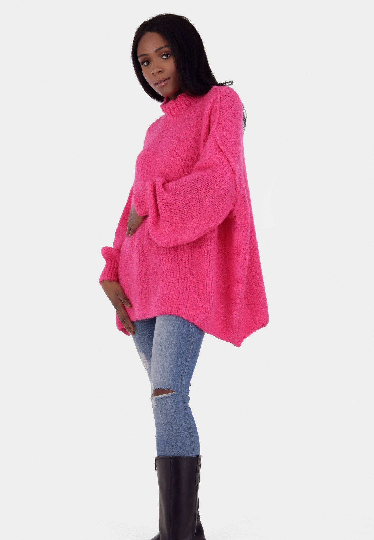 Oversized Strickpullover mit Stehkragen