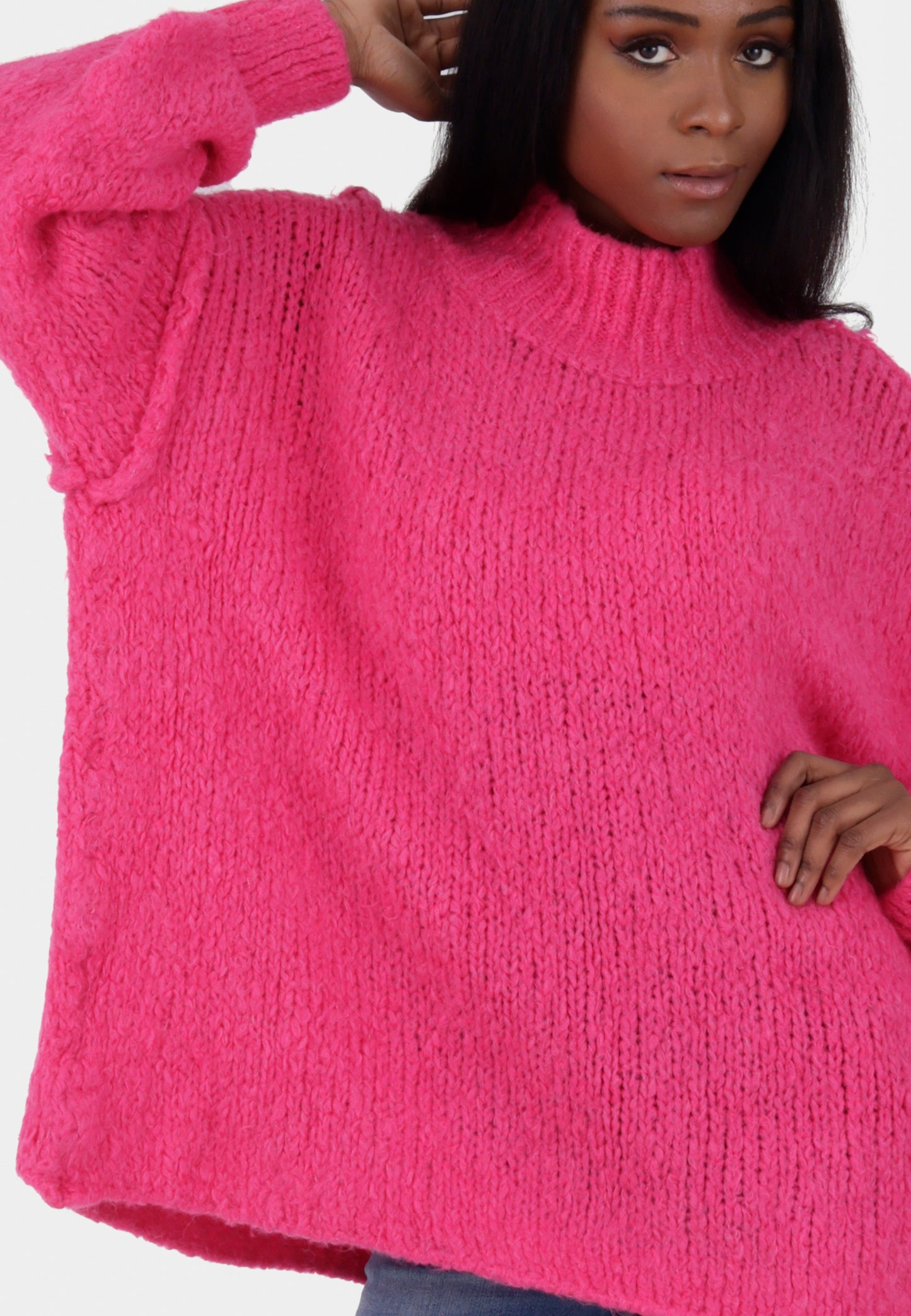 Oversized Strickpullover mit Stehkragen