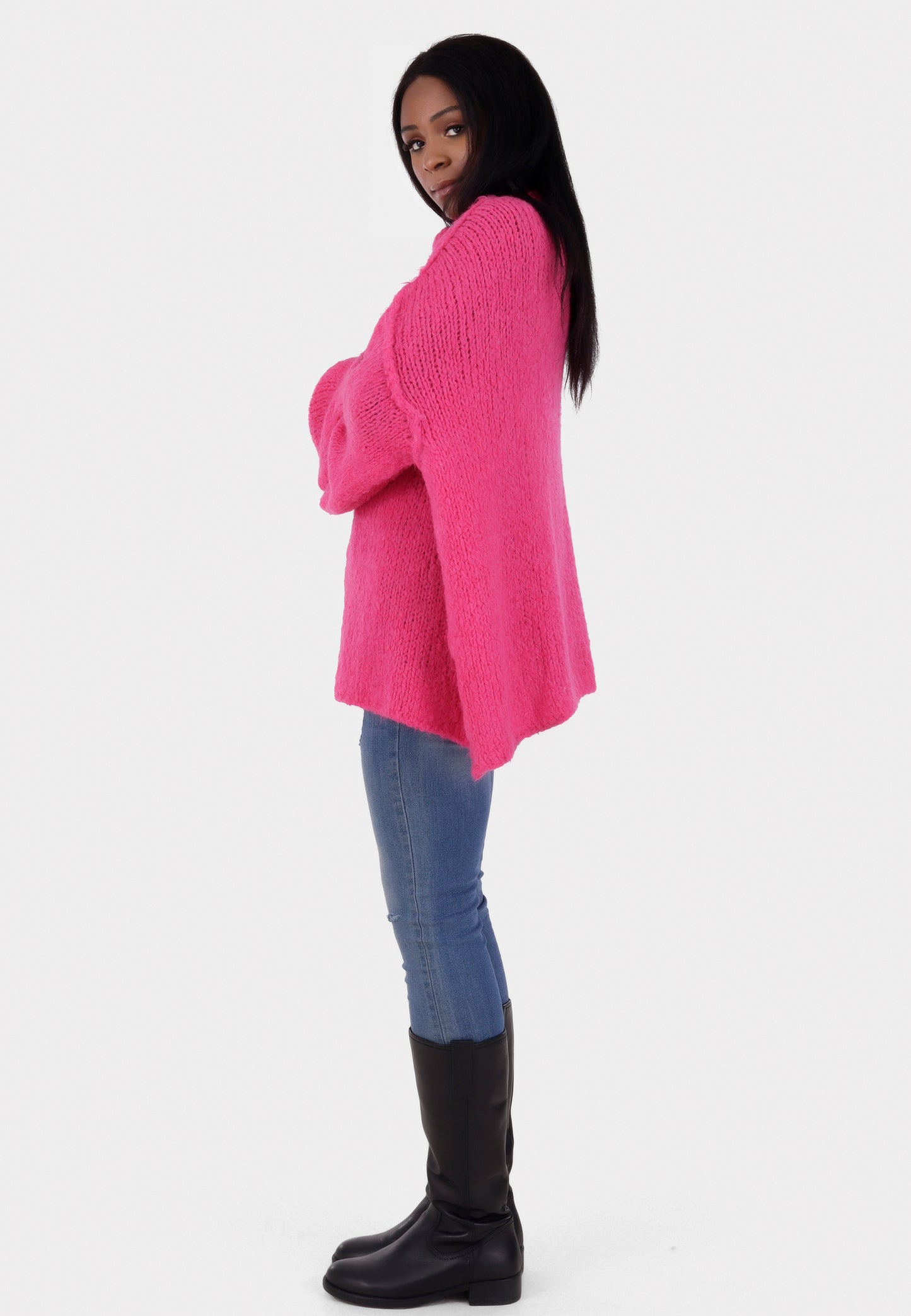 Oversized Strickpullover mit Stehkragen