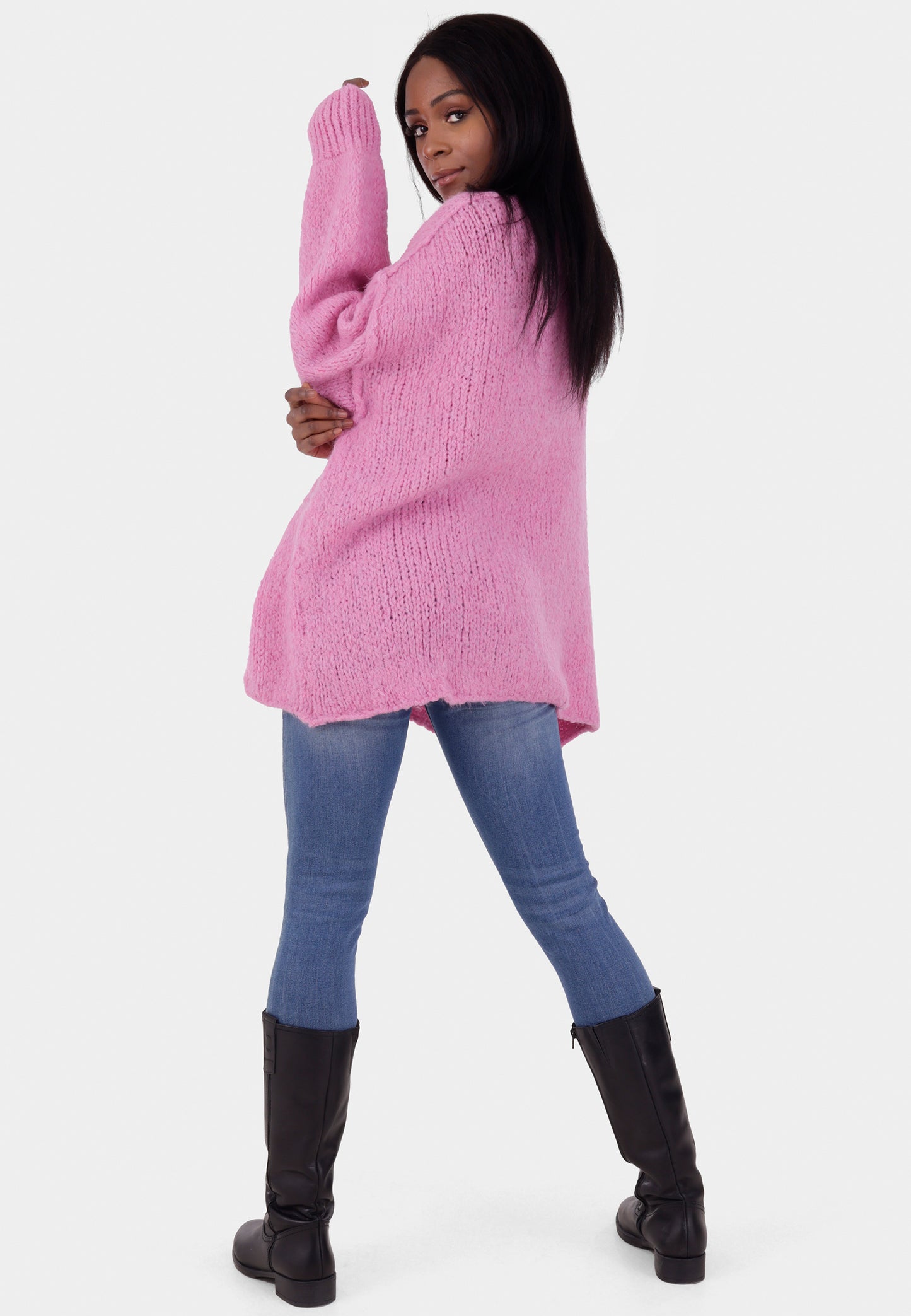 Oversized Strickpullover mit Stehkragen