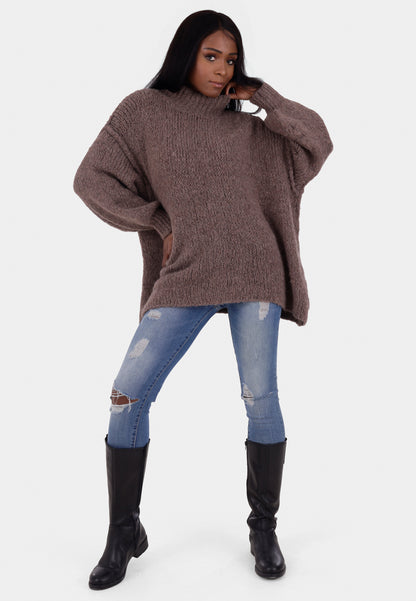 Oversized Strickpullover mit Stehkragen