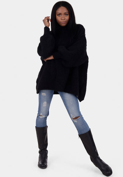 Oversized Strickpullover mit Stehkragen