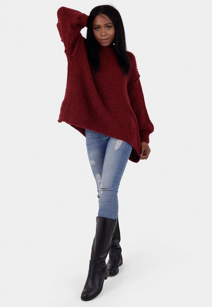 Oversized Strickpullover mit Stehkragen