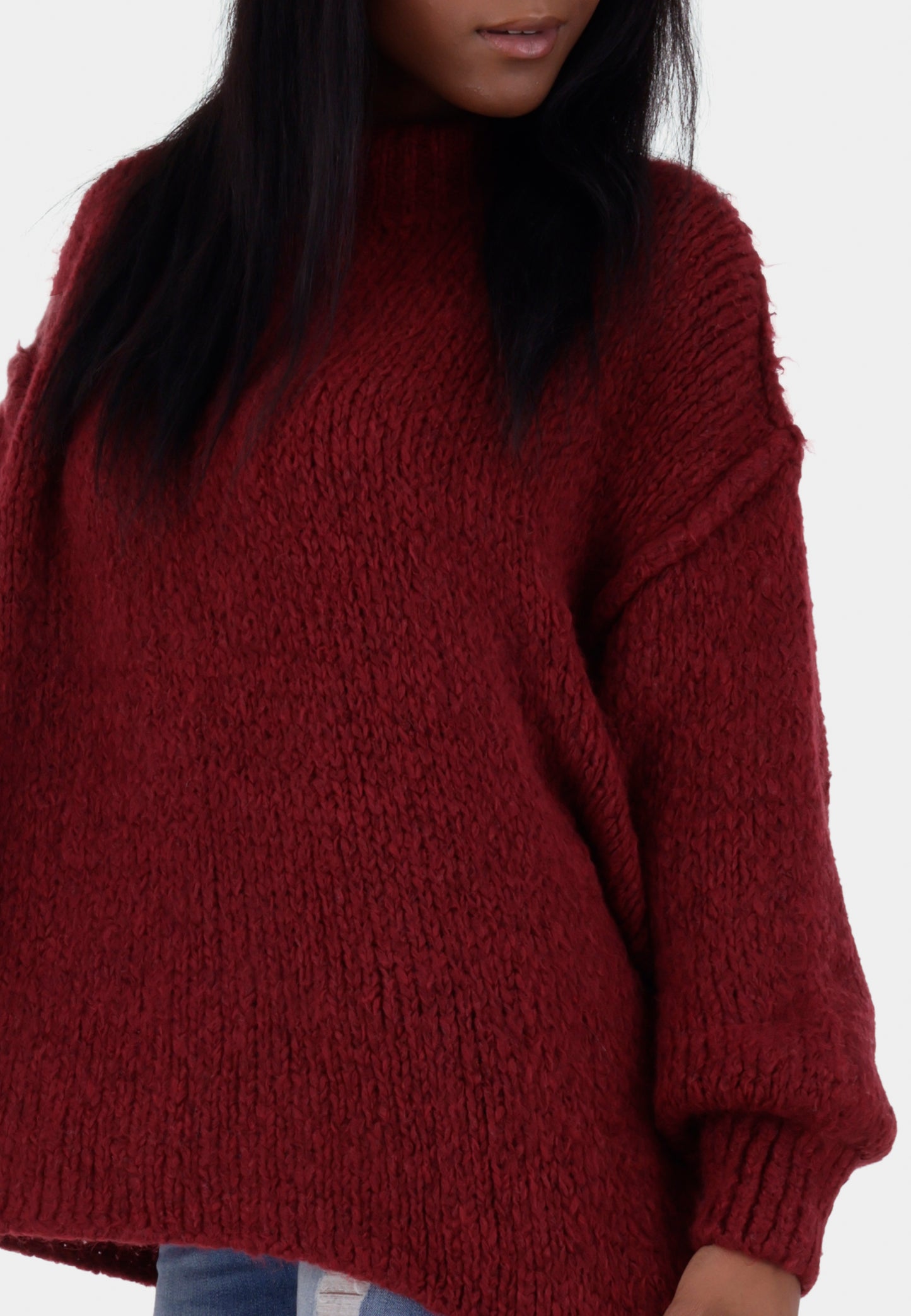 Oversized Strickpullover mit Stehkragen