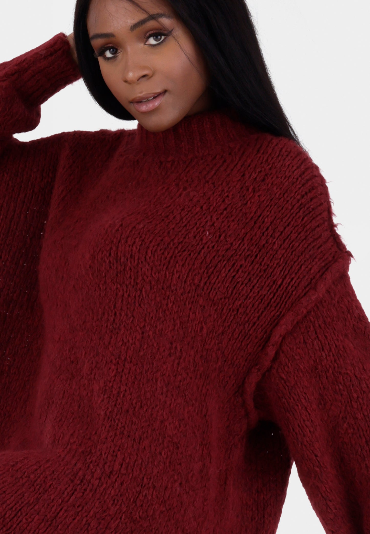 Oversized Strickpullover mit Stehkragen