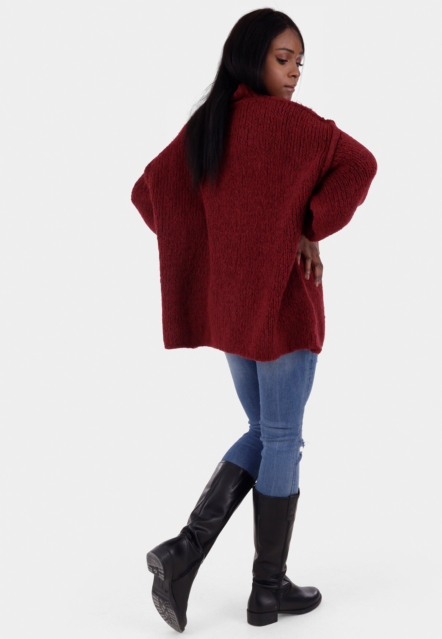 Oversized Strickpullover mit Stehkragen