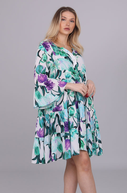 "Floraler Ibiza-Chic" – Tunika mit exotischem Blütenprint