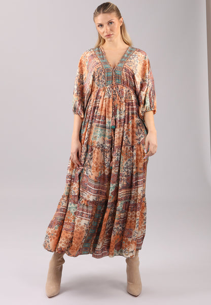 Boho-Chic Maxikleid mit tiefem Ausschnitt und Einschubtaschen