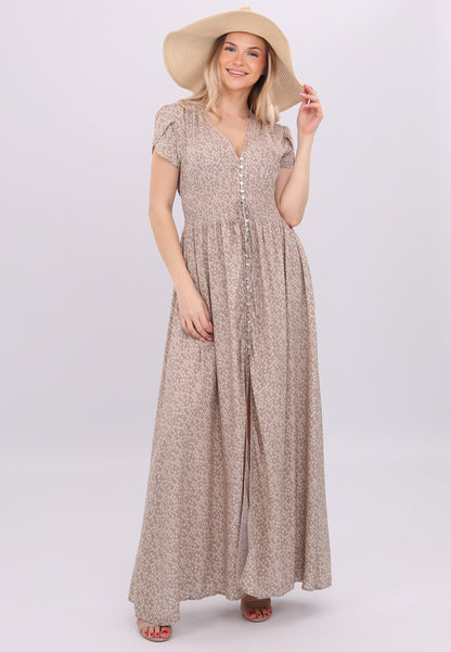 "Blumiges Viskose Maxikleid mit Seitenschlitz"