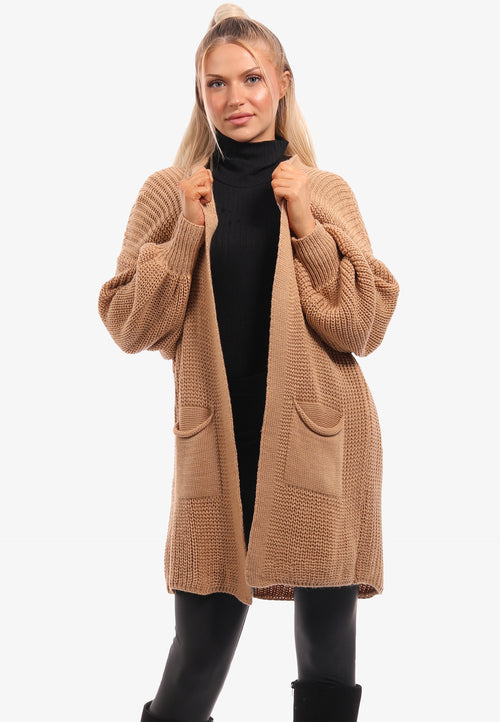 Cardigan mit Taschen in Unifarbe