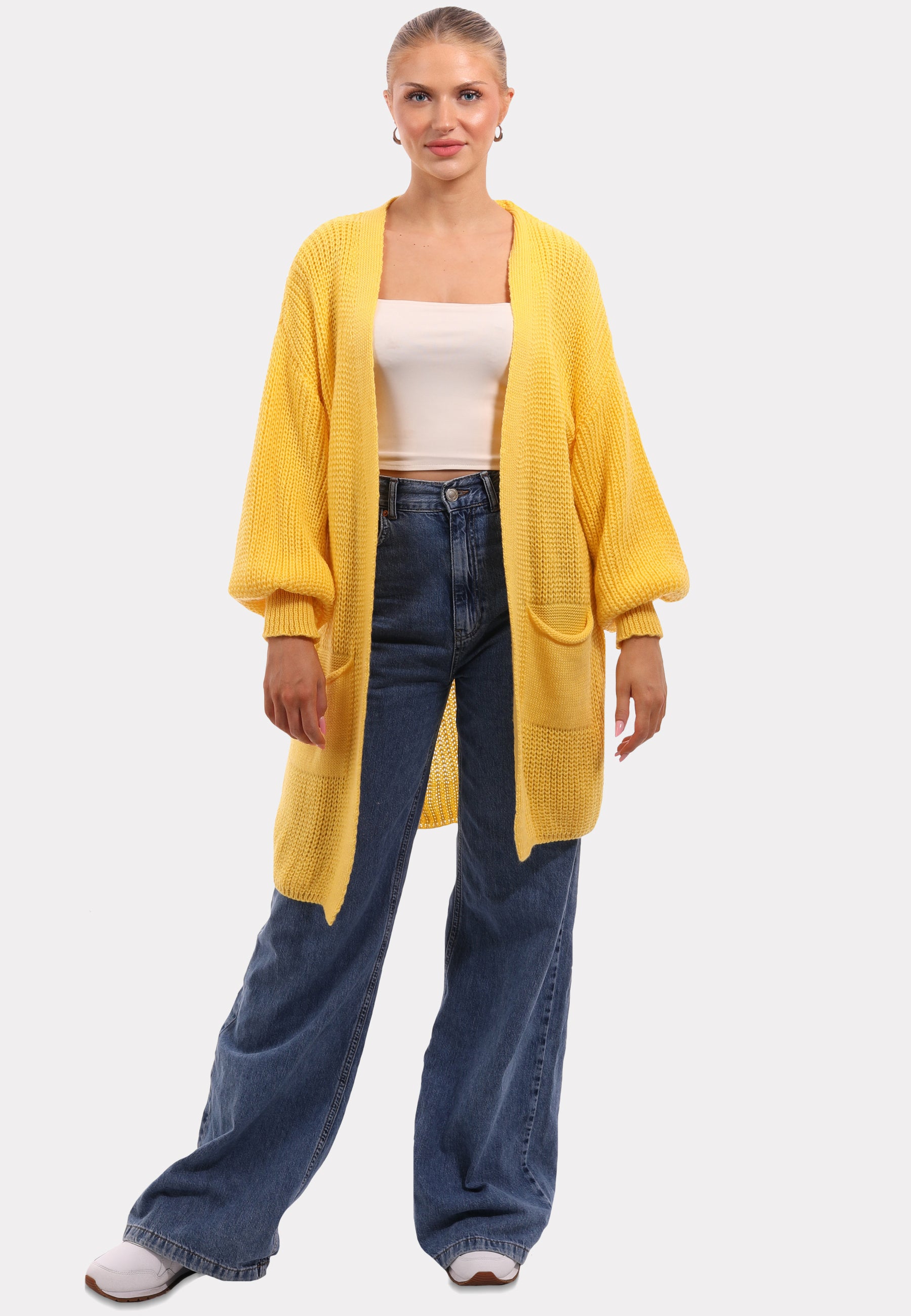 Cardigan mit Taschen in Unifarbe