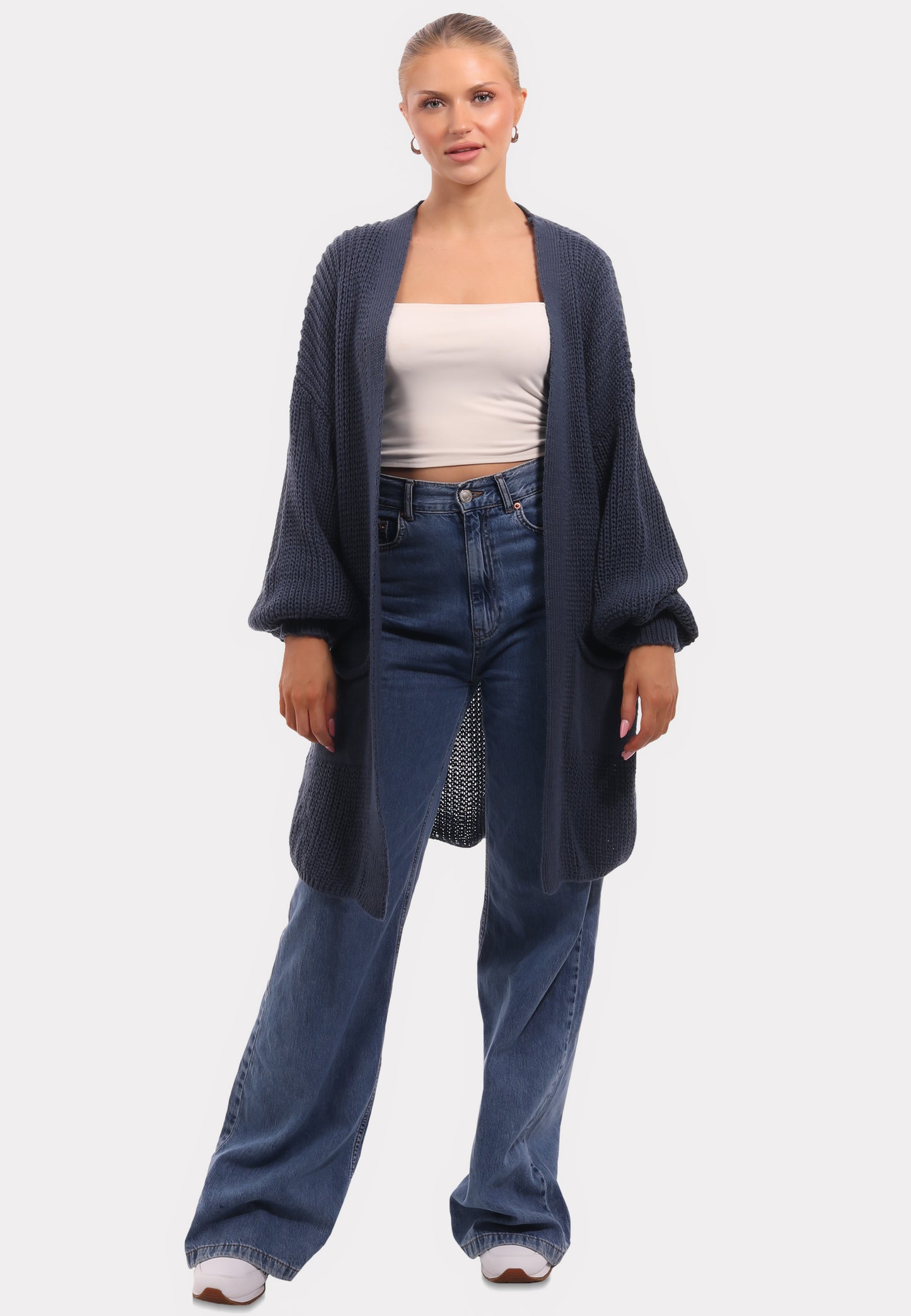 Cardigan mit Taschen in Unifarbe