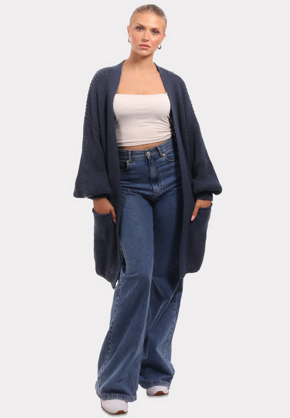 Cardigan mit Taschen in Unifarbe