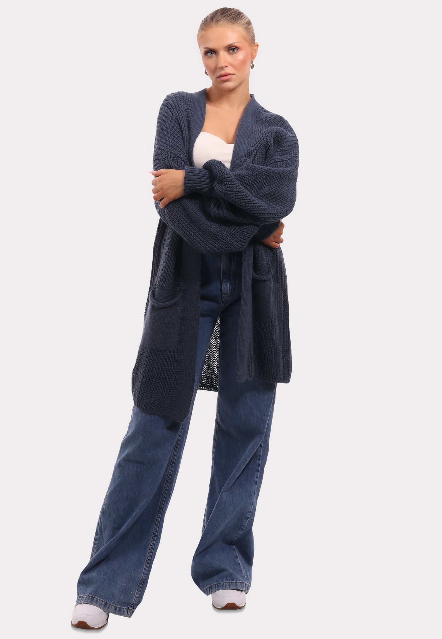 Cardigan mit Taschen in Unifarbe